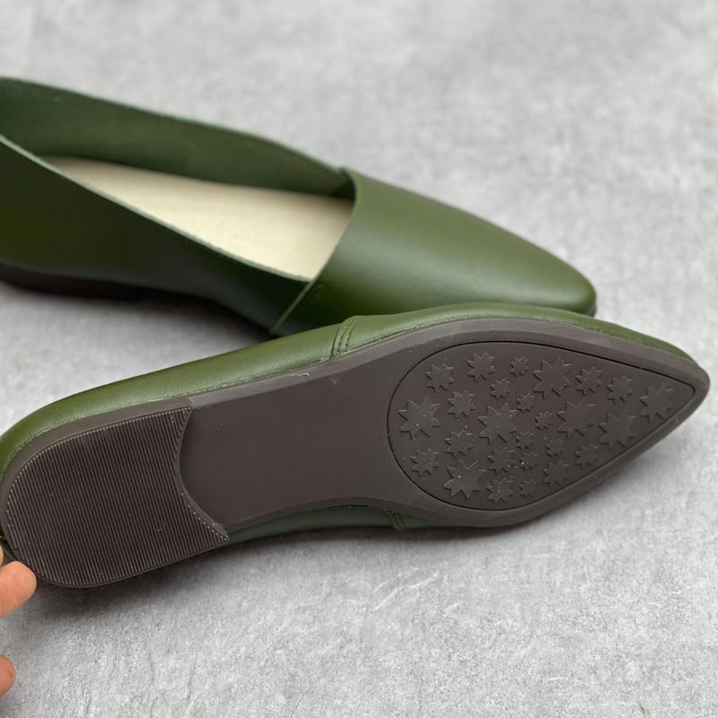 Wilma Women's Slip On Pointed Toe Leather Flat Shoes, view 10