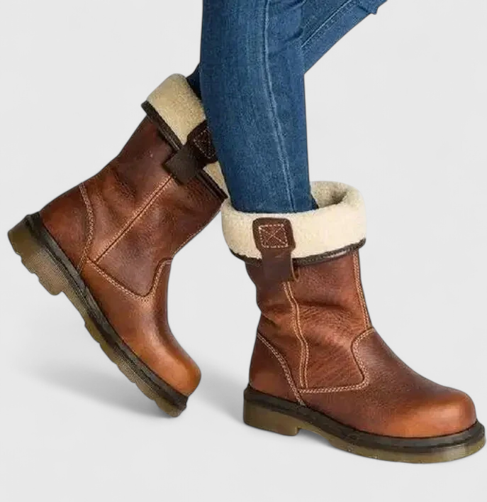 Calla Women's Leather Look Leather Ankle Boots, view 4