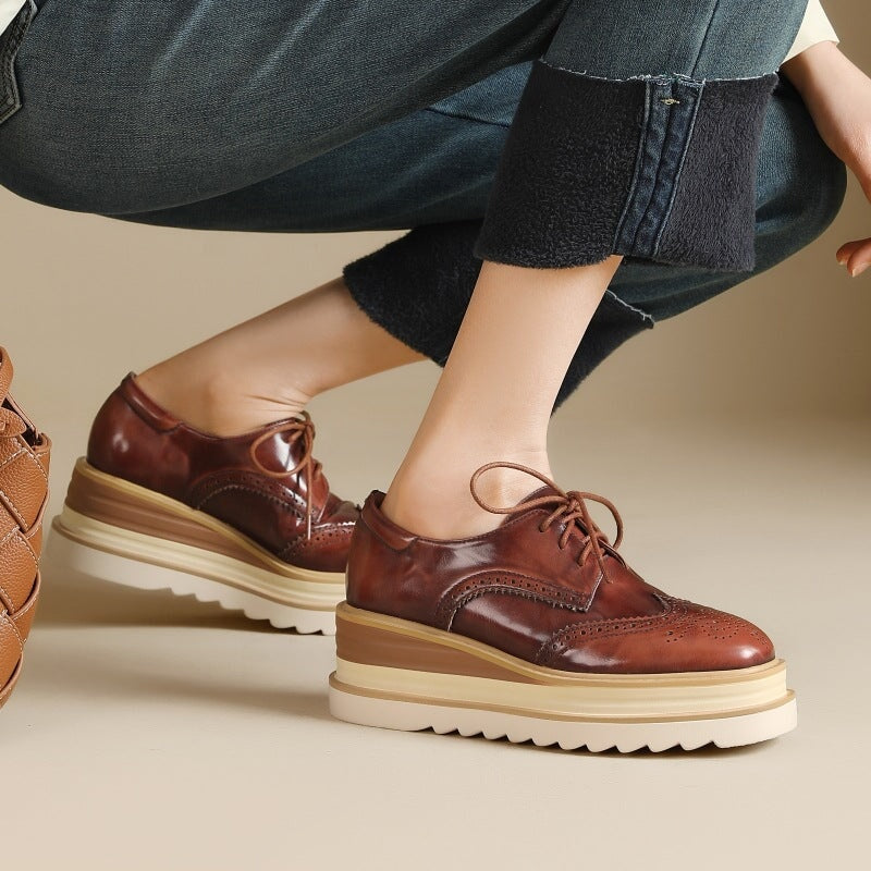 Ada Women's Platform Lace Up Brogue Oxford Shoes, view 3