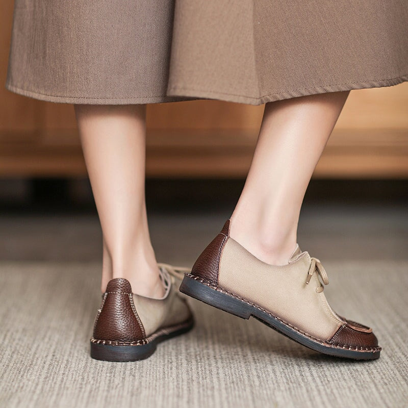Lucy Women's Leather Flat Oxford Shoes, view 5