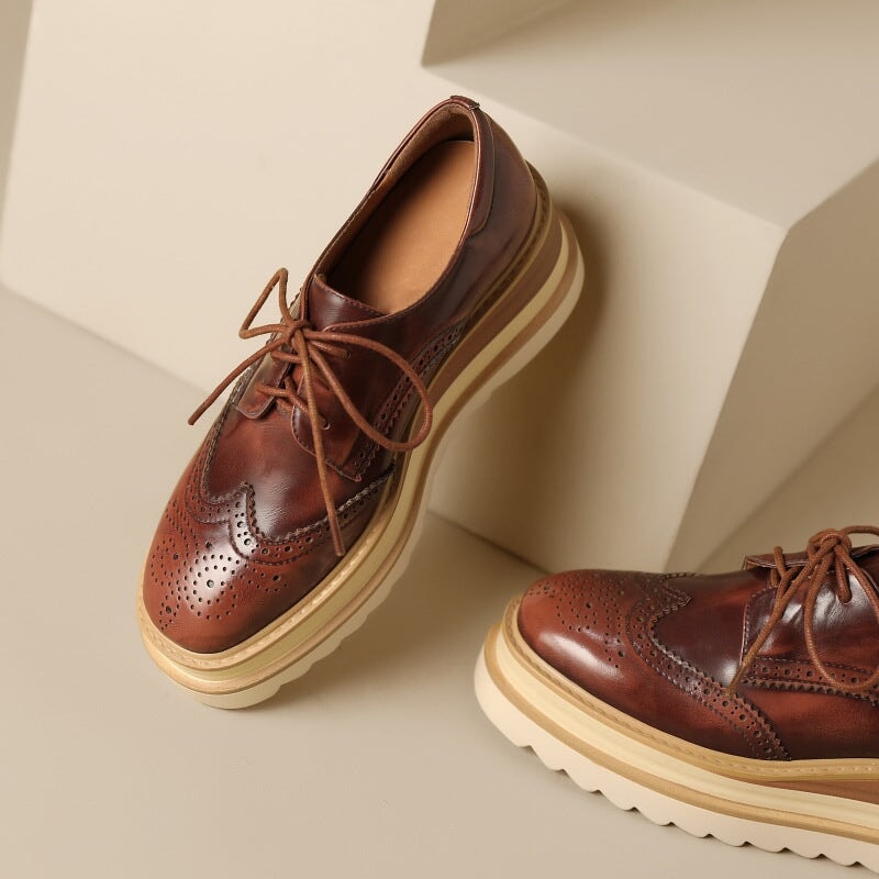 Ada Women's Platform Lace Up Brogue Oxford Shoes, view 7