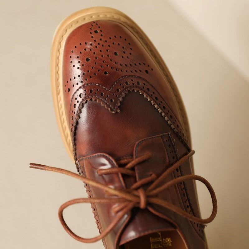 Ada Women's Platform Lace Up Brogue Oxford Shoes, view 8