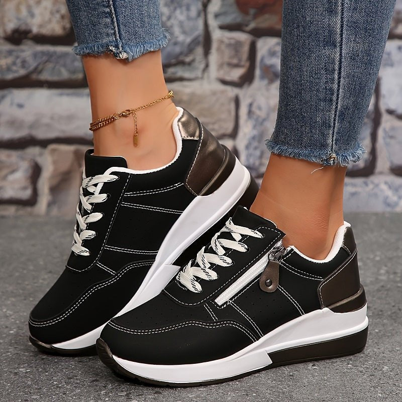 Pearl Women's Low Top Lace Up Multi Panel Trainers, view 3