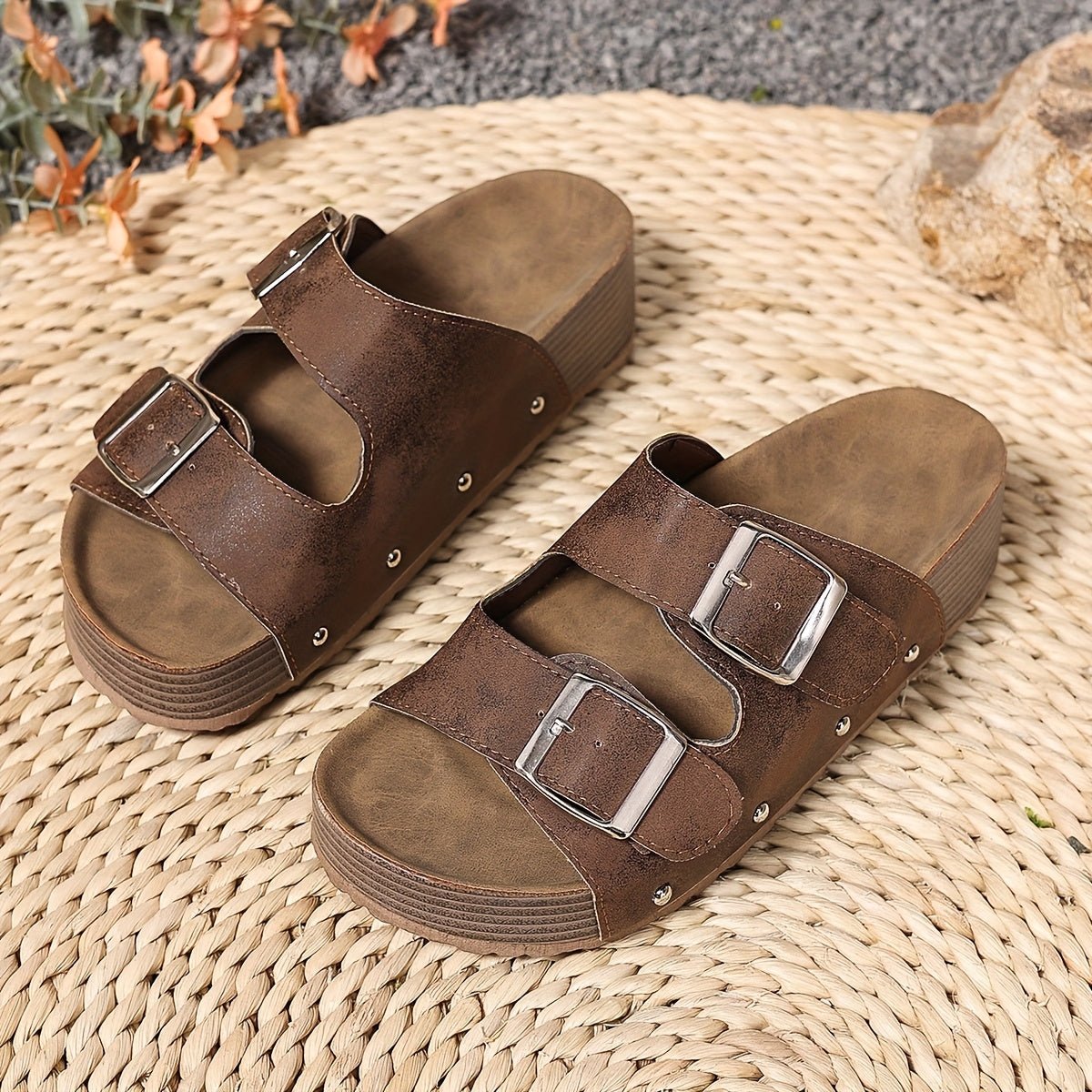 Poppy Women's Cross Strap Platform Buckle Sandals, view 9