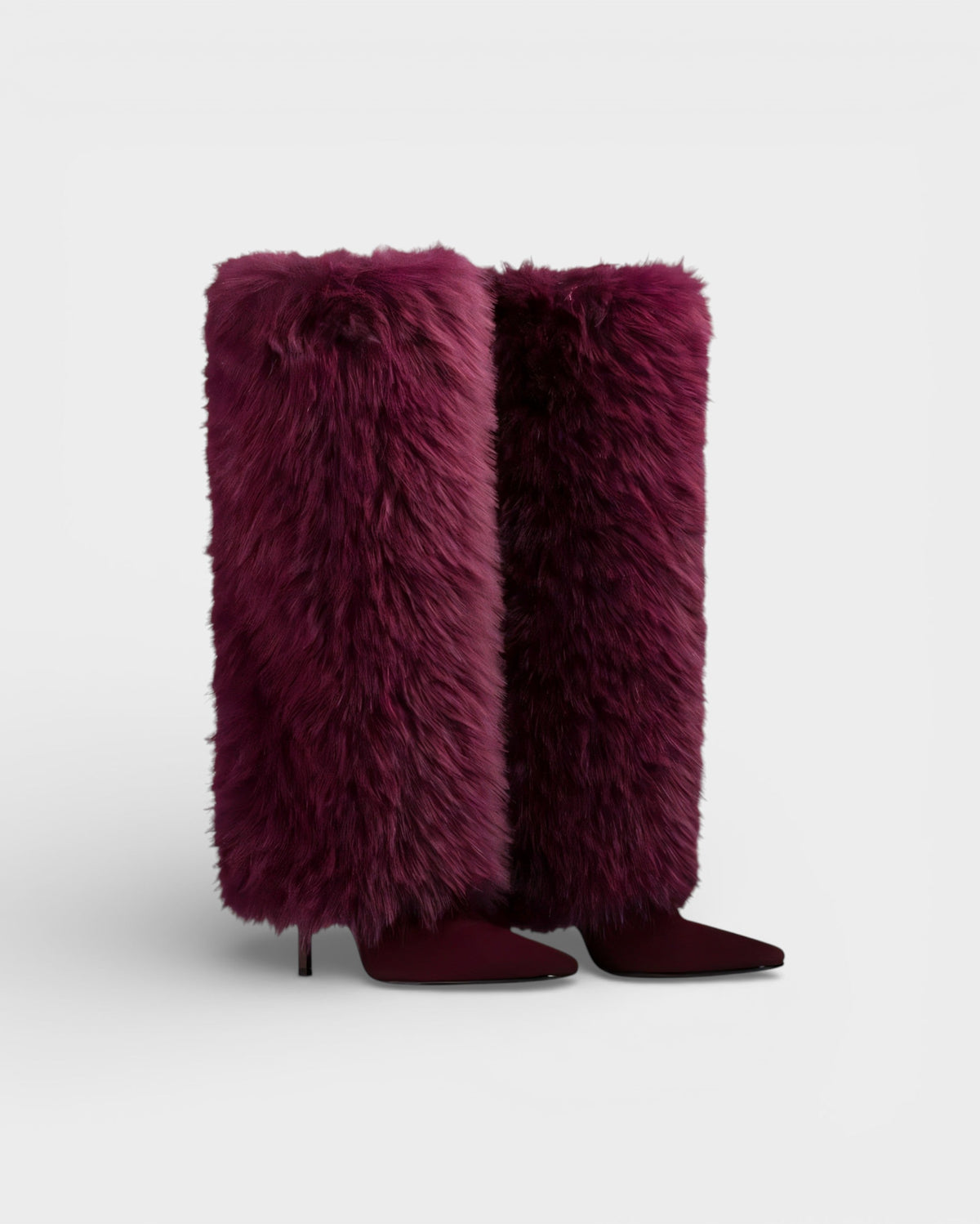 Cosima Women's Faux Fur Stiletto Heel Knee High Boots, view 3