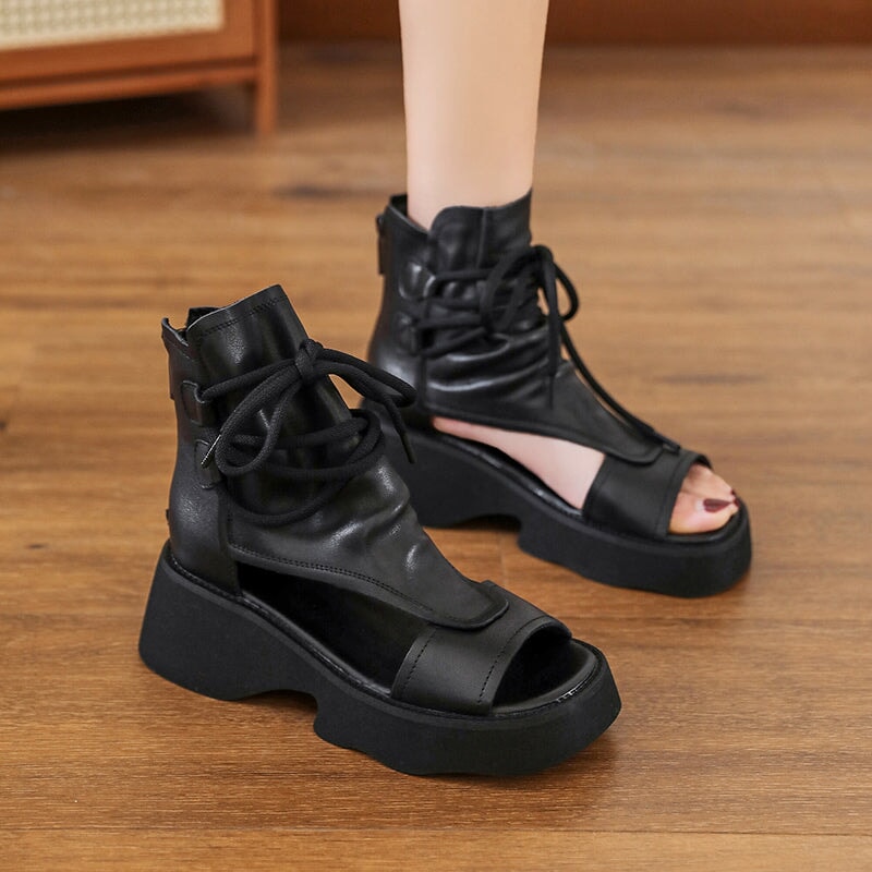May Women's Peep Toe Platform Gladiator Sandals, view 4