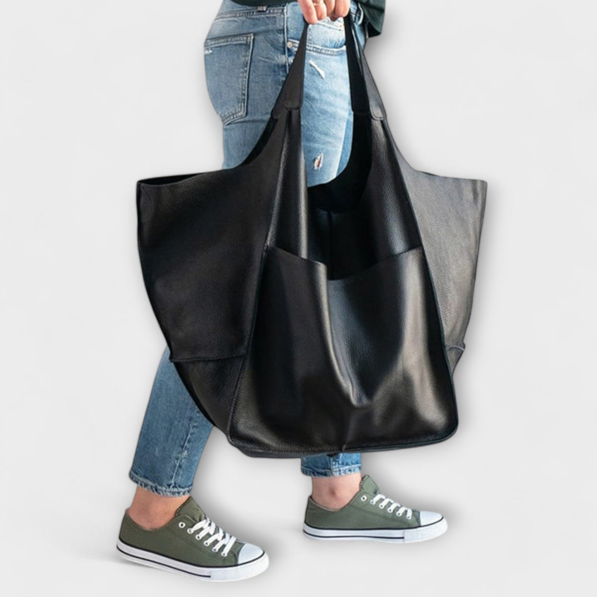 Zayna Women's Oversized PU Leather Shoulder Bag, view 9