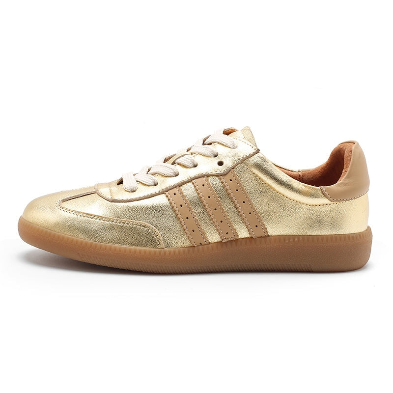 Sian Women's Low Top Striped Leather Trainers, view 2