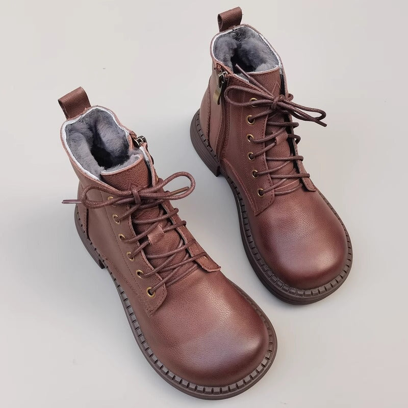 Jess Women's Leather Lace Up Side Zip Ankle Boots, view 1