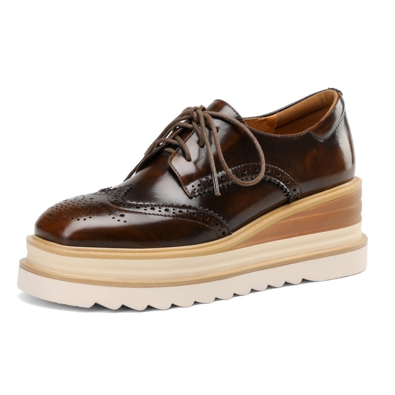 Ada Women's Platform Lace Up Brogue Oxford Shoes, view 10