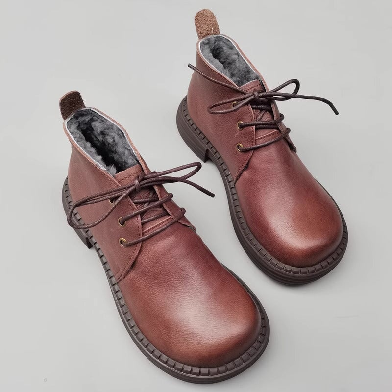 Ariel Women's Lace Up Derby Leather Ankle Boots, view 1