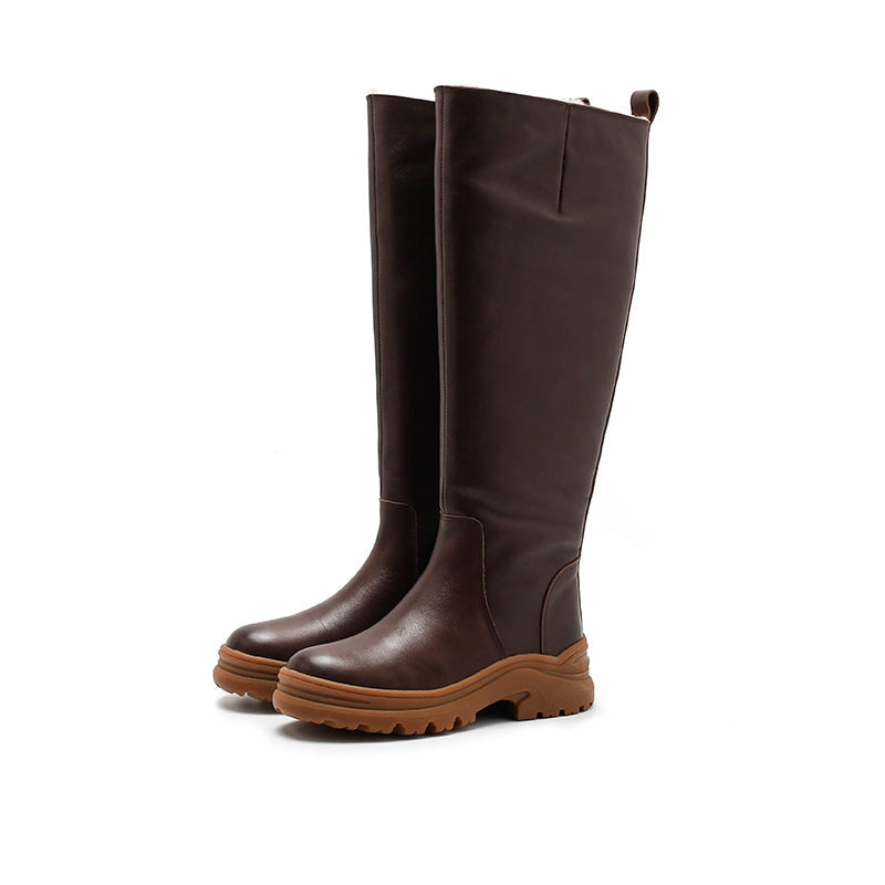 Olive Women's Fleece Lined Side Zip Knee High Boots, view 7