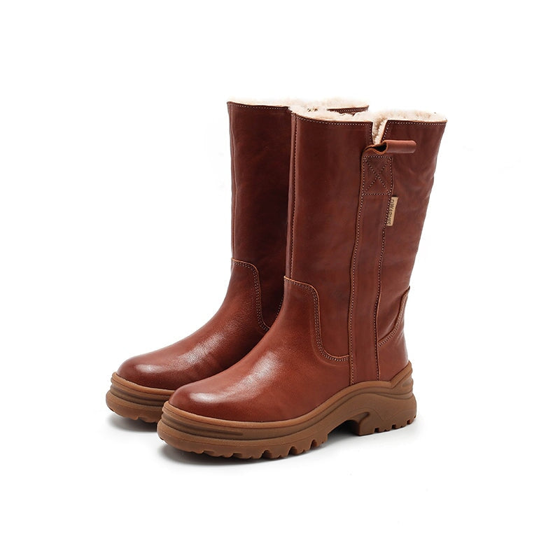 Leah Women's Leather Back Zip Mid Calf Boots, view 9
