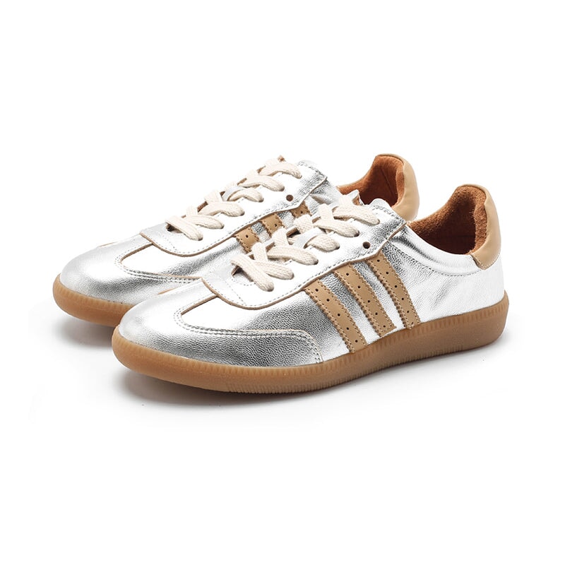 Sian Women's Low Top Striped Leather Trainers, view 9