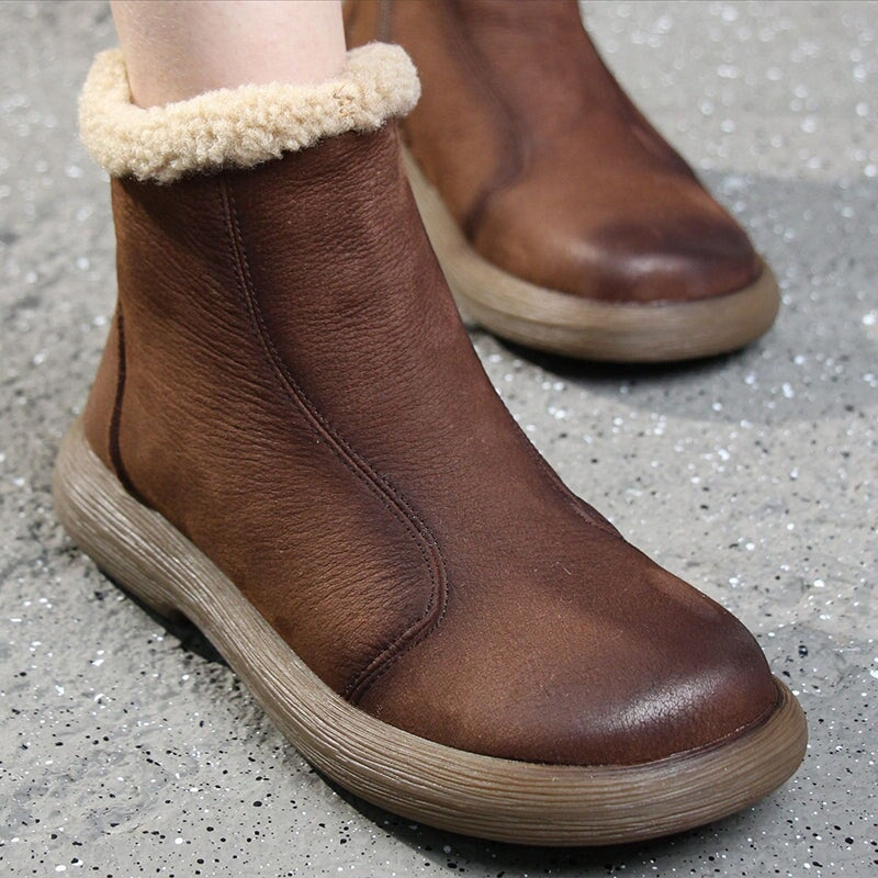 Bonnie Women's Side Zip Round Toe Leather Ankle Boots, view 12