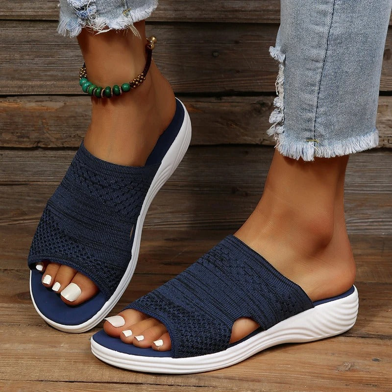 Kitty Women's Textured Strap Slip On Slide Sandals, view 2
