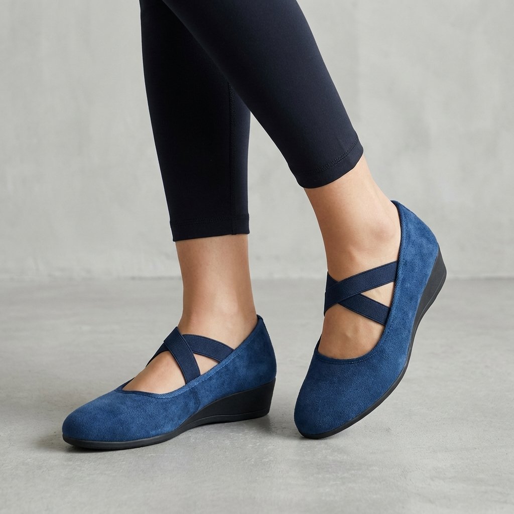Wren Women's Low Wedge Criss Cross Strap Slip On Flat Shoes, view 4