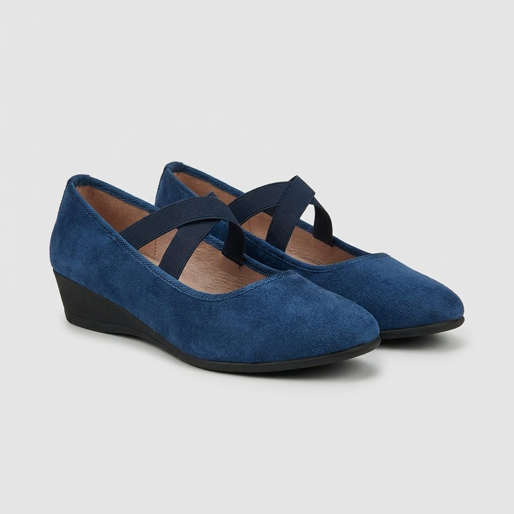 Wren Women's Low Wedge Criss Cross Strap Slip On Flat Shoes, view 6