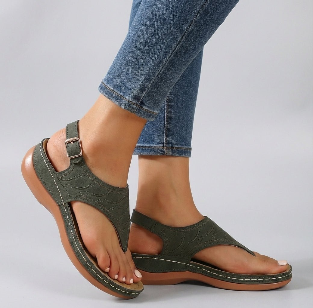 Elsie Women's Embroidered Ankle Strap Wedge Sandals, view 5