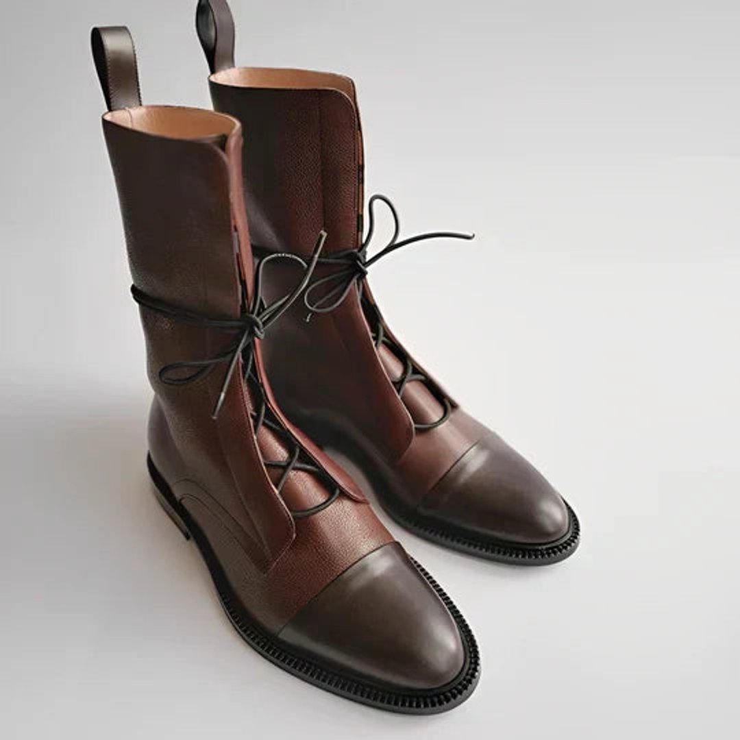 Cleo Women's Leather Lace Up Mid Calf Boots, view 4