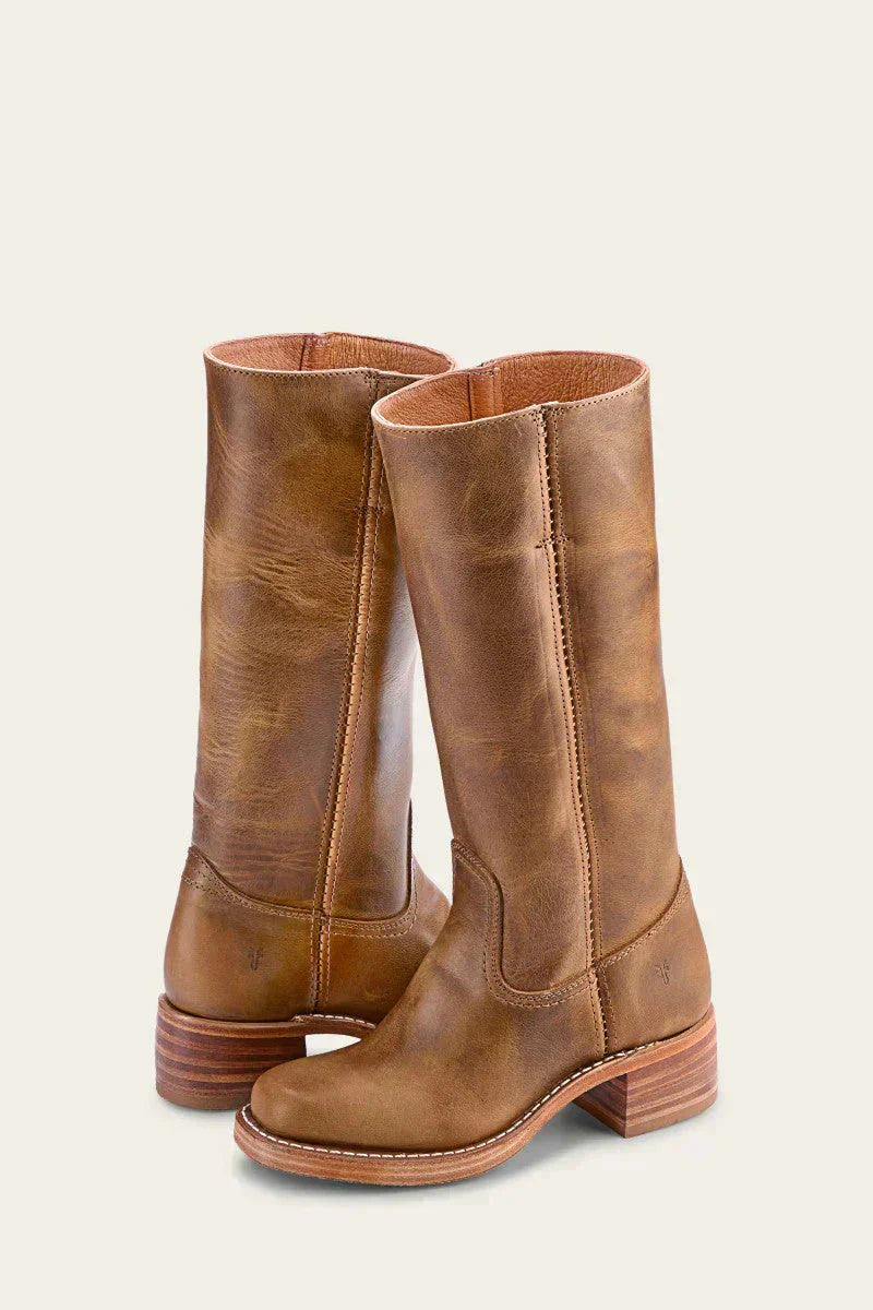 Adeline Women's Leather Pull On Block Heel Knee High Boots, view 5