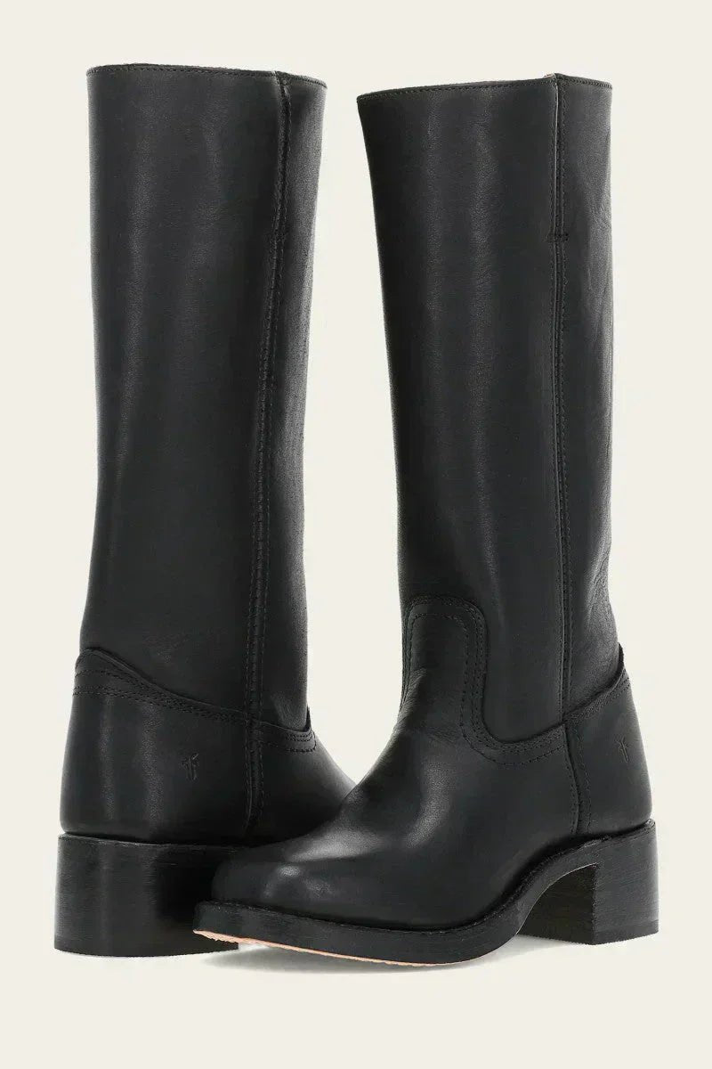 Adeline Women's Leather Pull On Block Heel Knee High Boots, view 6
