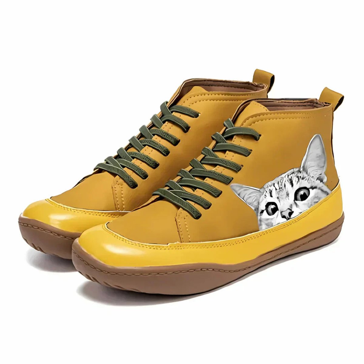 Elsie Women's Cat Print Lace Up Ankle Boots, view 2