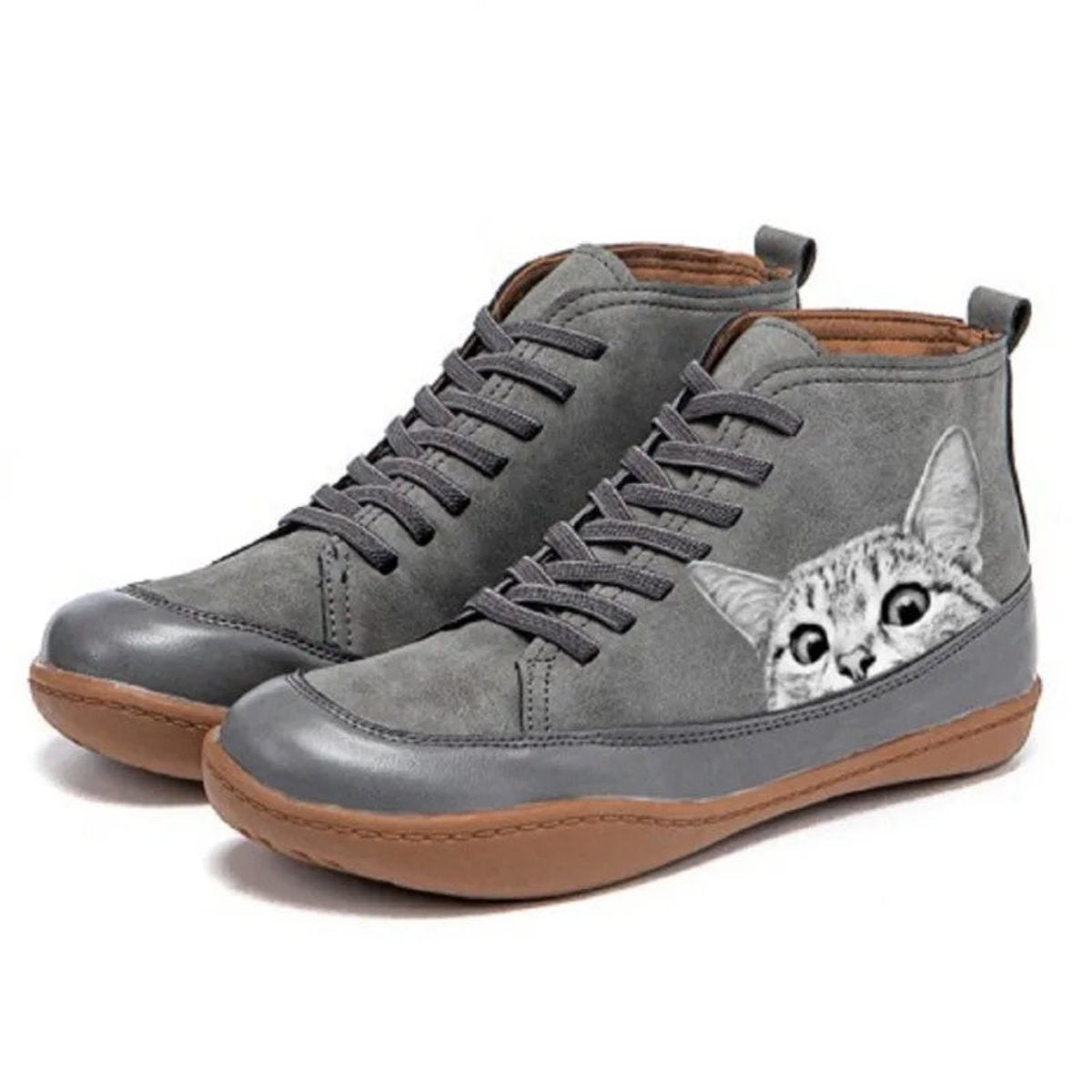 Elsie Women's Cat Print Lace Up Ankle Boots, view 3