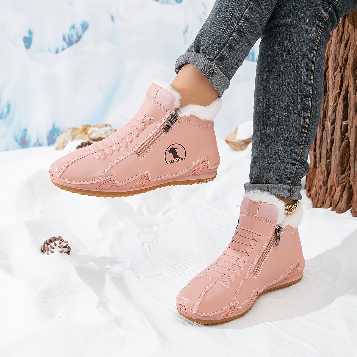 Maeve Women's Faux Fur Lined Lace Up Ankle Boots, view 16