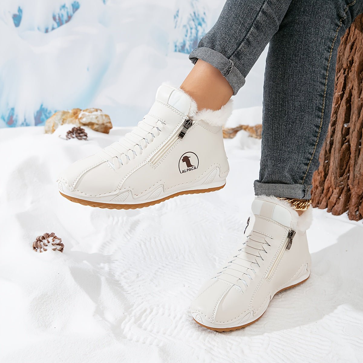 Maeve Women's Faux Fur Lined Lace Up Ankle Boots, view 2