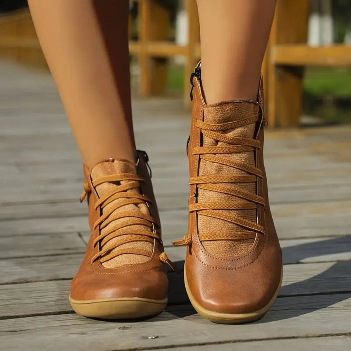 Willow Women's Faux Leather Lace Up Ankle Boots, view 10