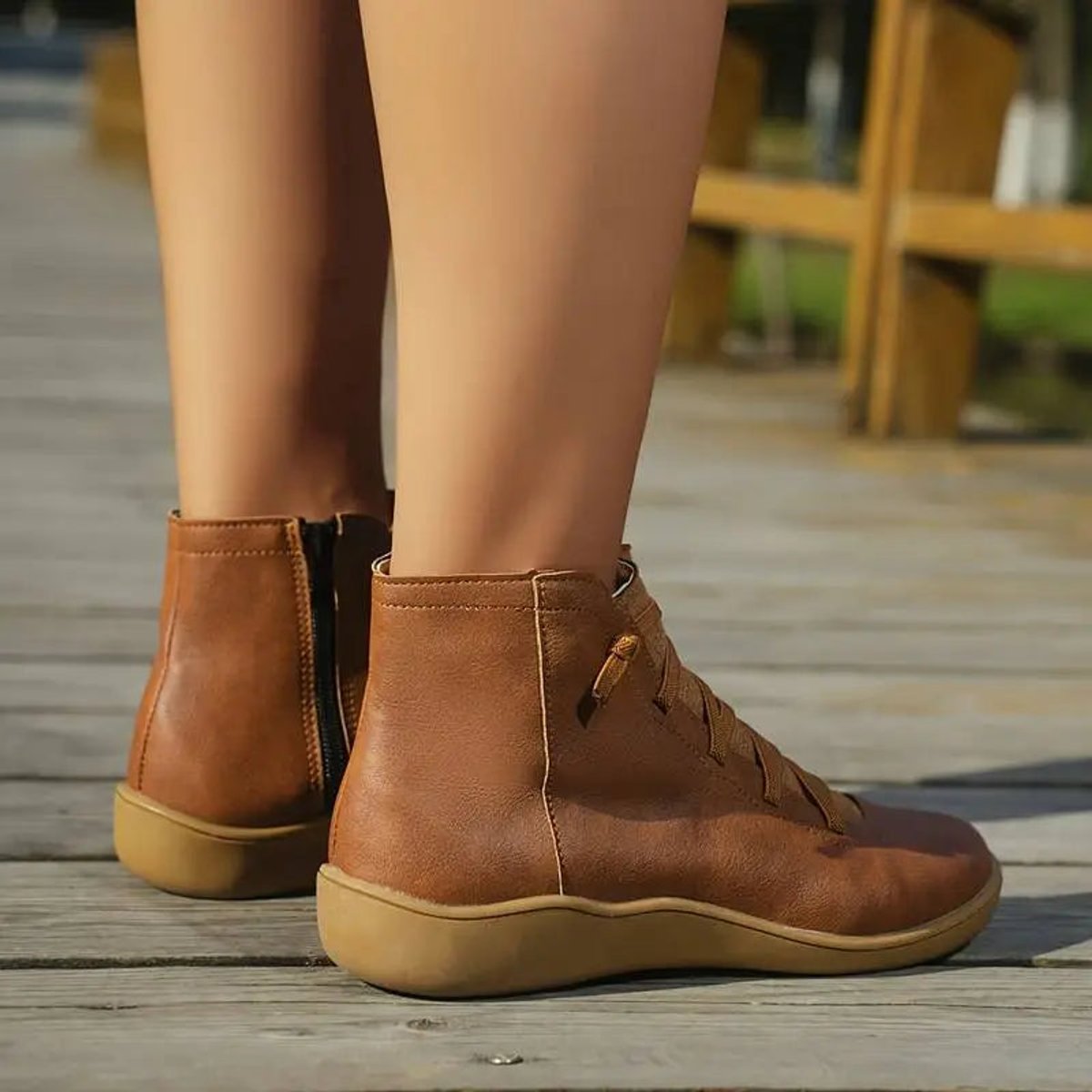 Willow Women's Faux Leather Lace Up Ankle Boots, view 11