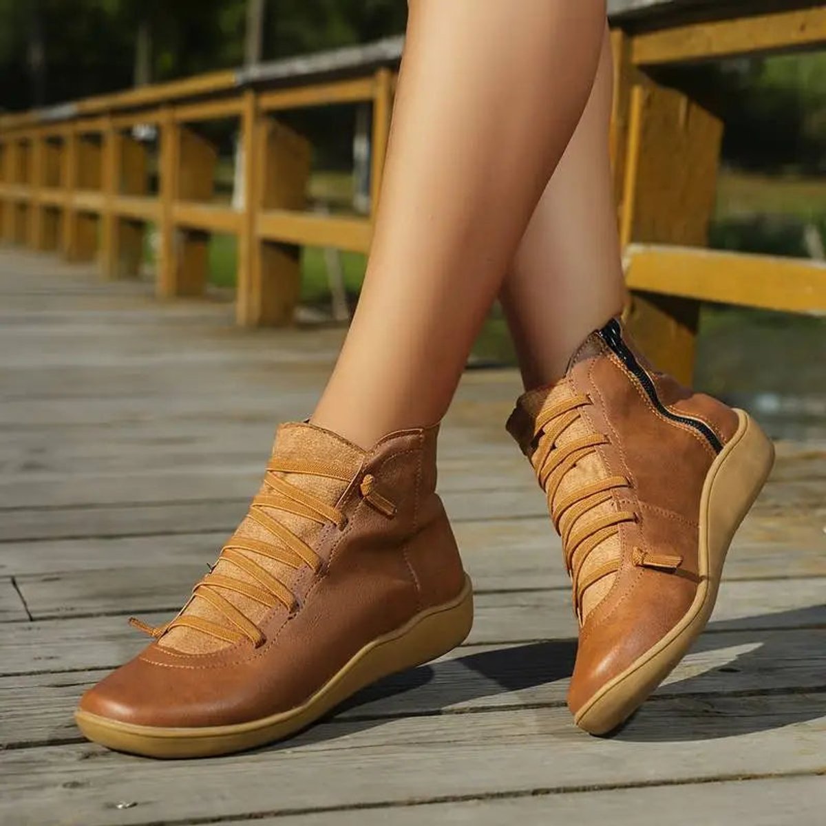 Willow Women's Faux Leather Lace Up Ankle Boots, view 8