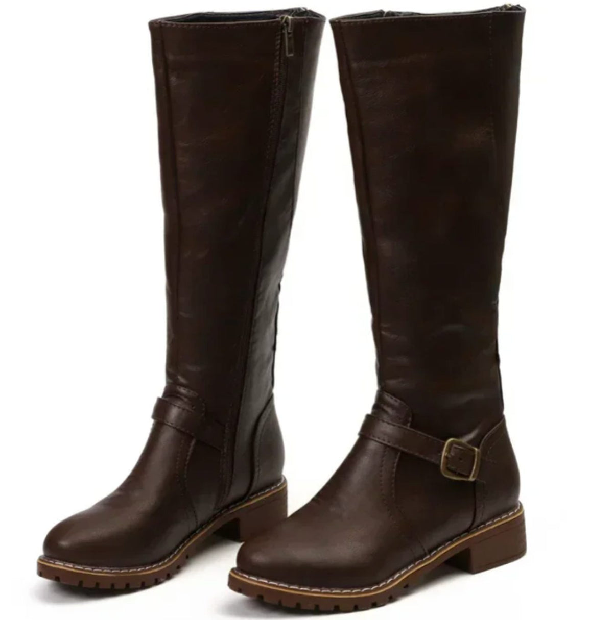 Maeve Women's Leather Buckle Strap Knee High Boots, view 7