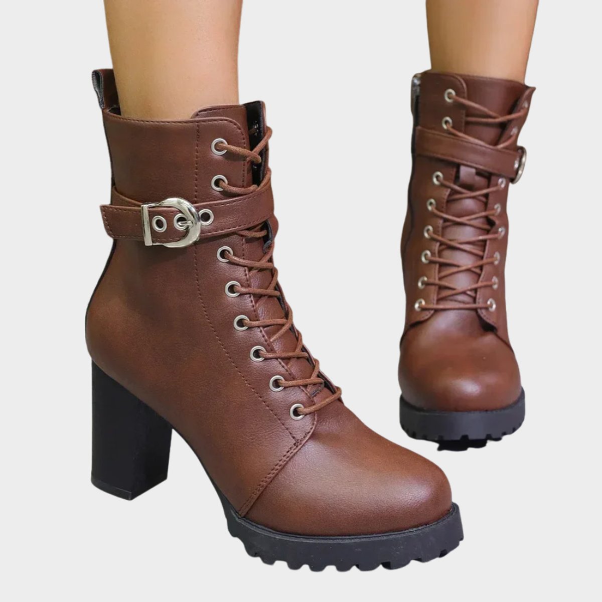 Nora Women's Lace Up Block Heel Combat Ankle Boots, view 1
