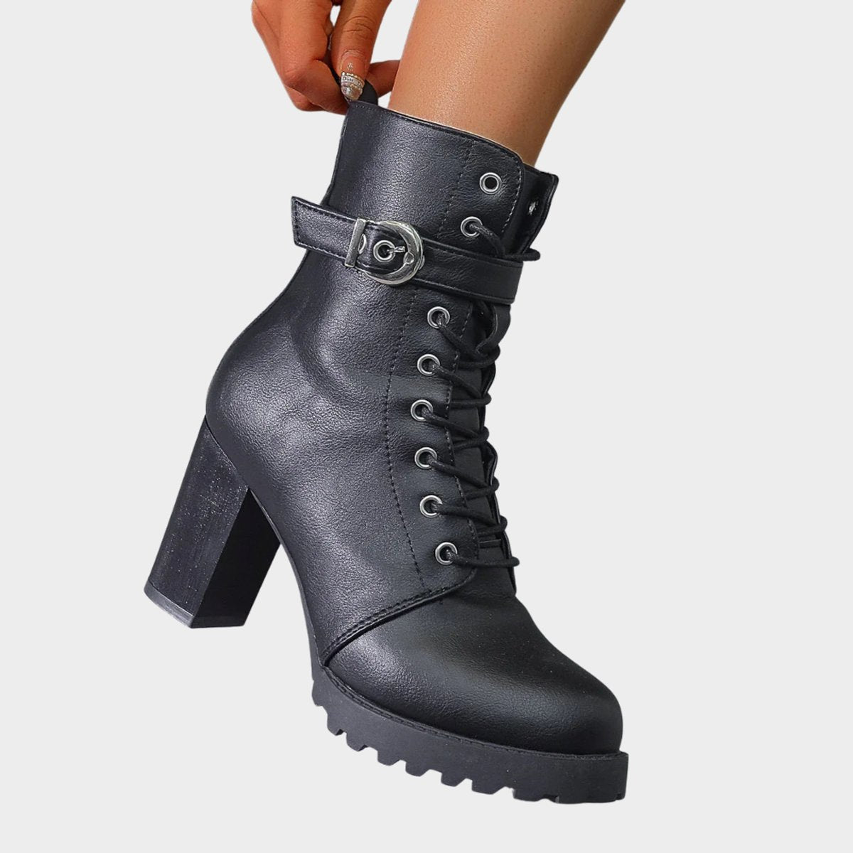 Nora Women's Lace Up Block Heel Combat Ankle Boots, view 5