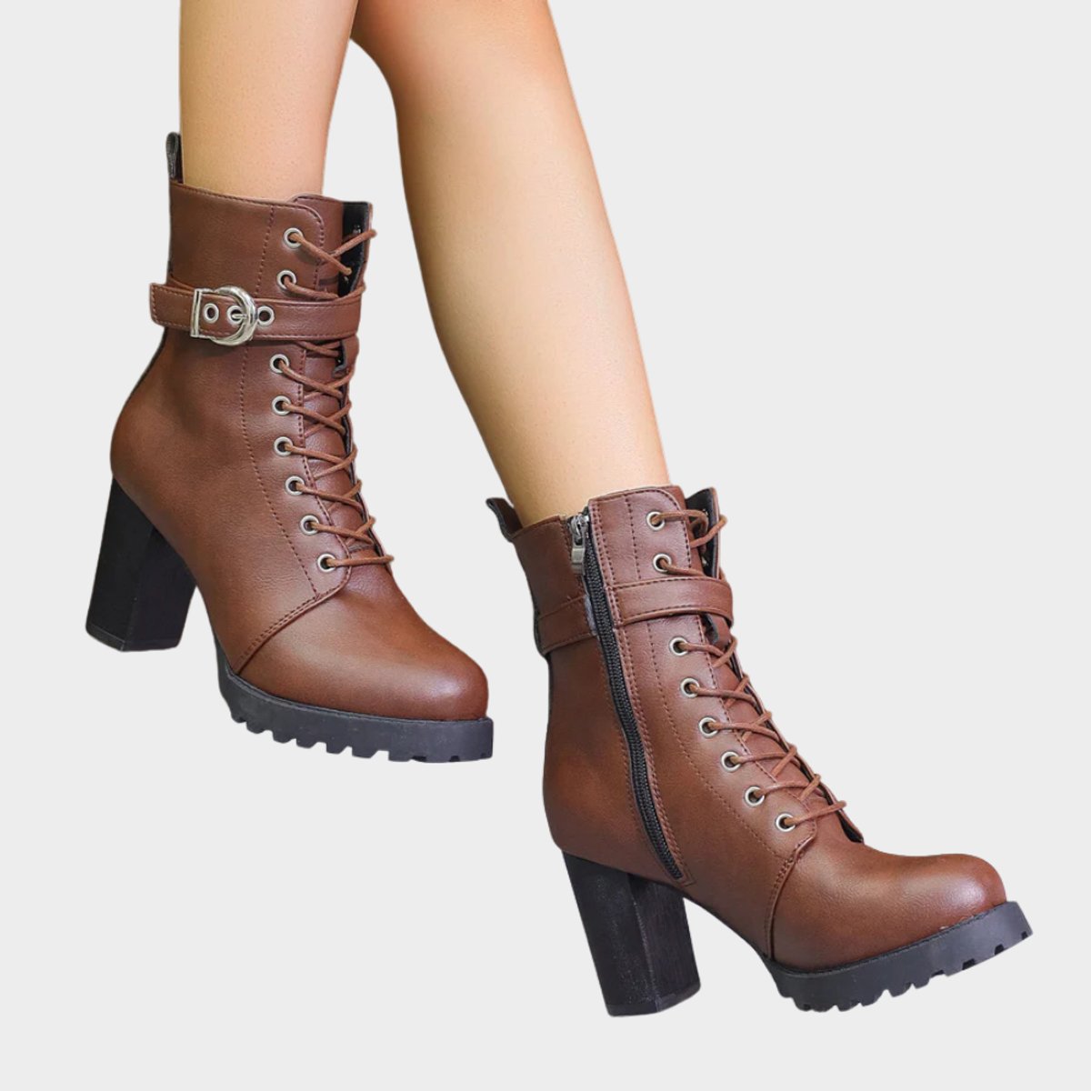 Nora Women's Lace Up Block Heel Combat Ankle Boots, view 7