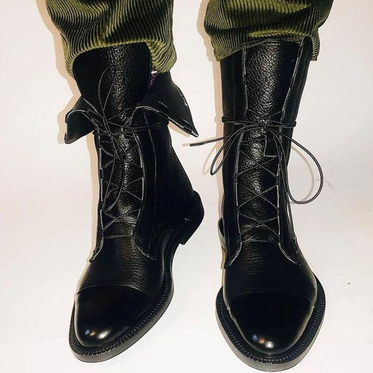 Wren Women's Leather Cap Toe Lace Up Flat Ankle Boots, view 9
