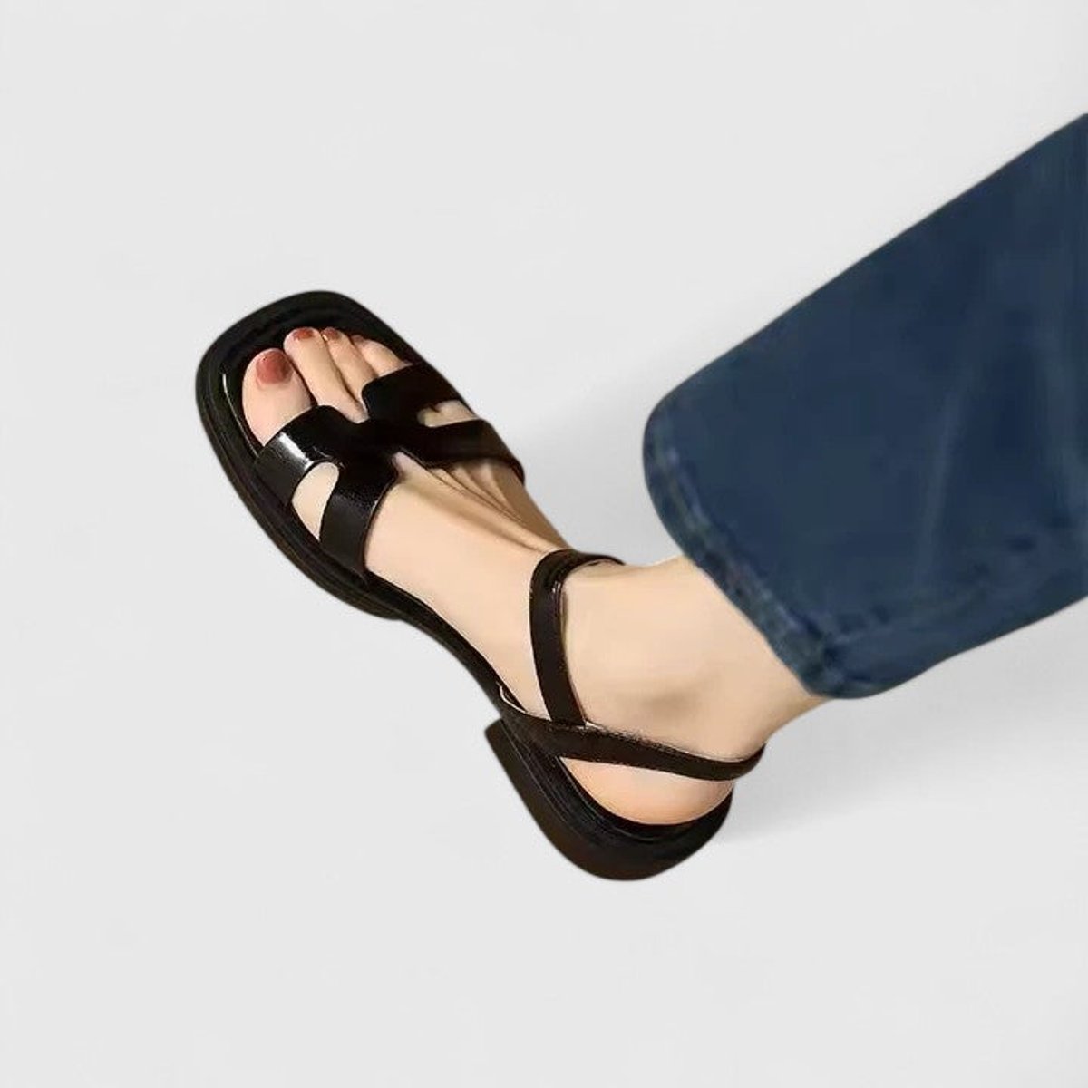 Maeve Women's Leather H Bar Buckle Ankle Strap Sandals, view 5