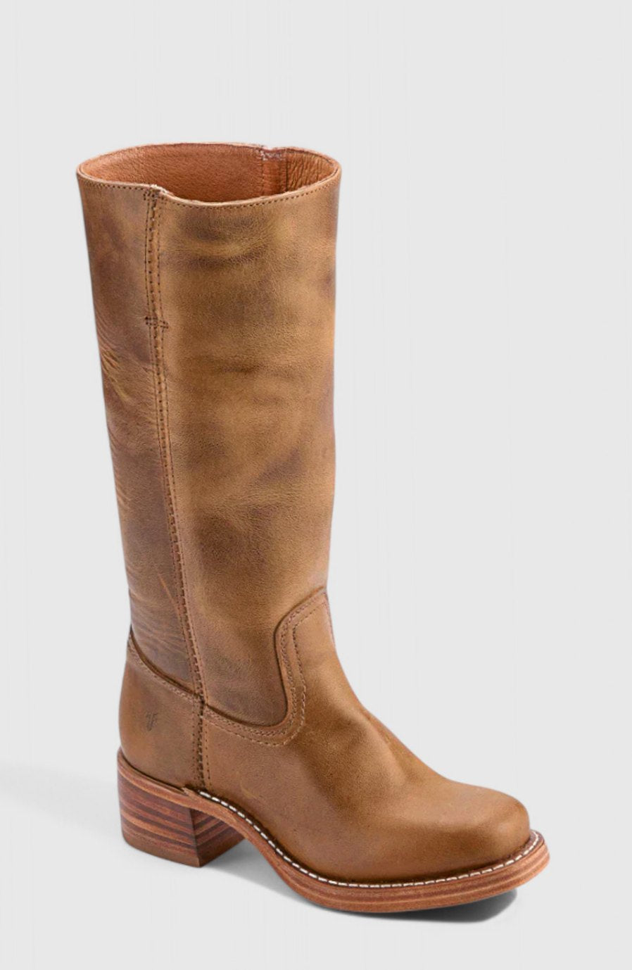 Cleo Women's Leather Square Toe Stacked Heel Knee High Boots, view 21
