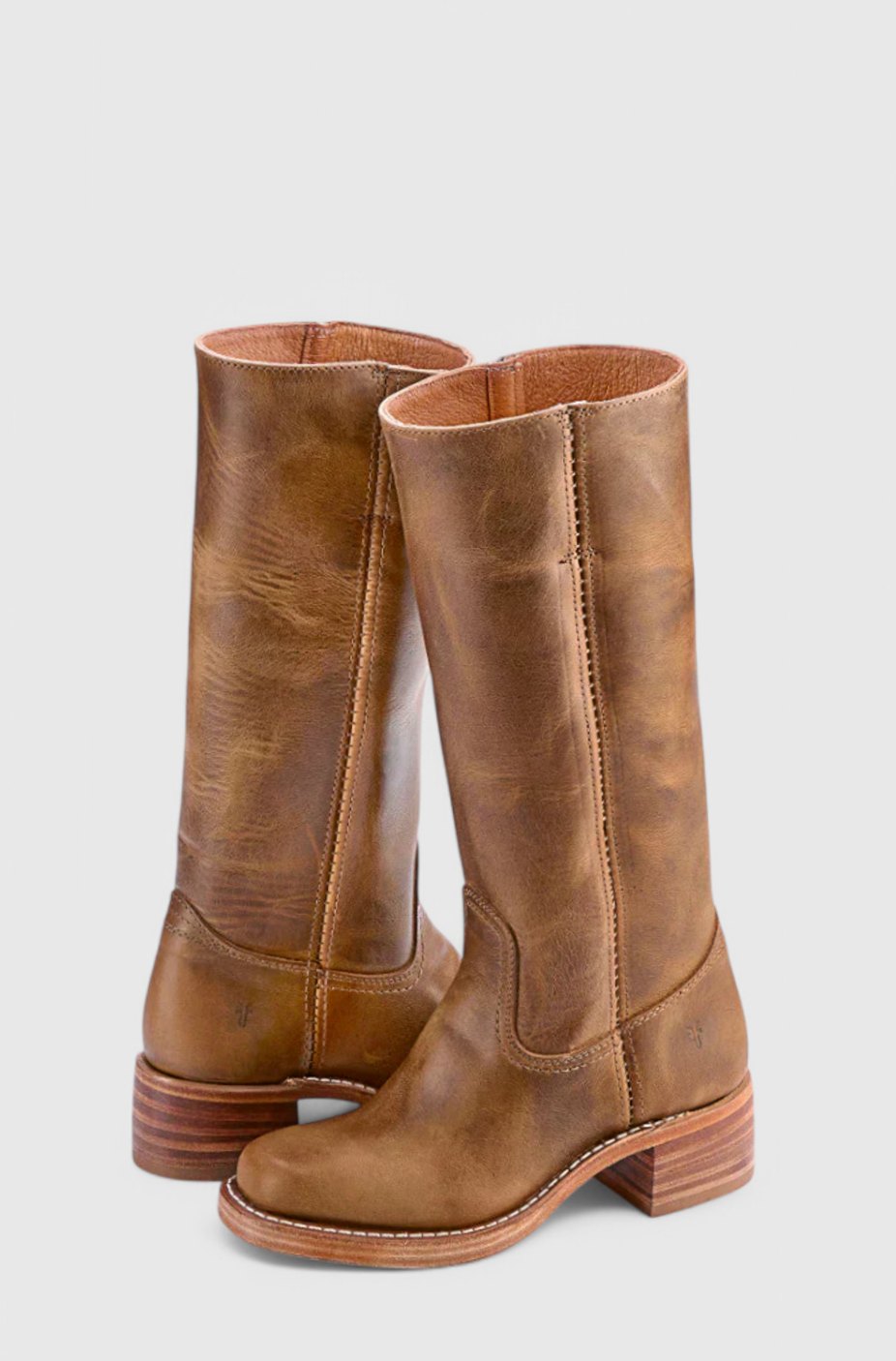 Cleo Women's Leather Square Toe Stacked Heel Knee High Boots, view 7