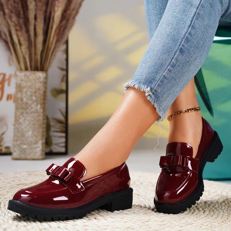 Nora Women's Patent Leather Bow Loafers, view 3