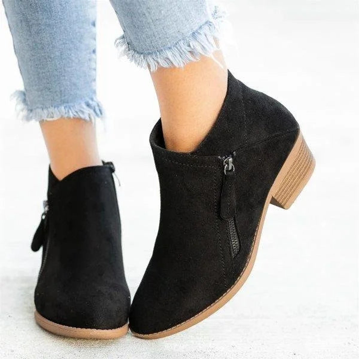 Margot Women's Suede Finish Low Heel Ankle Boots, view 6