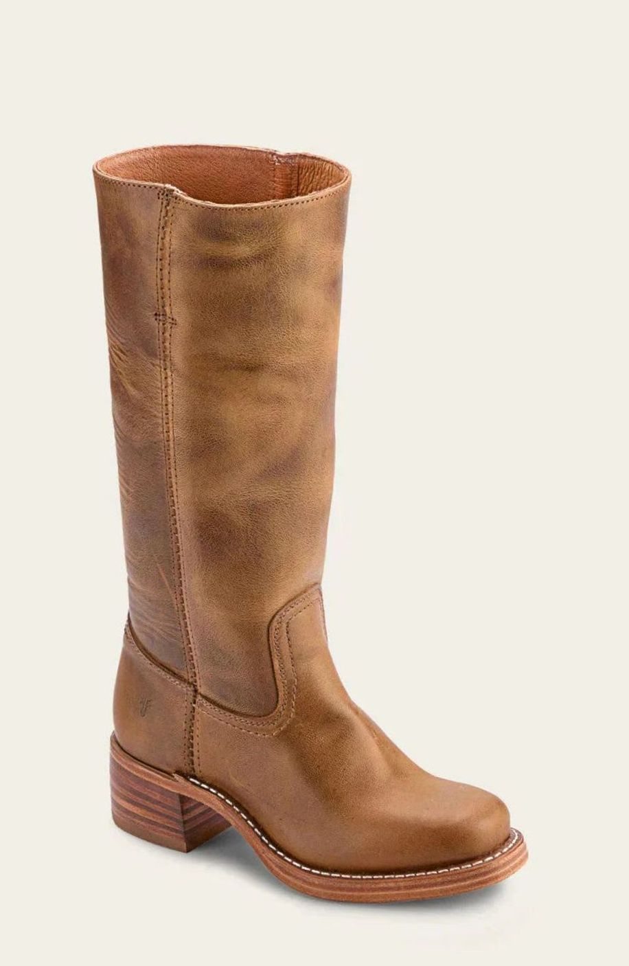 Nora Women's Leather Stacked Heel Mid Calf Western Boots, view 3