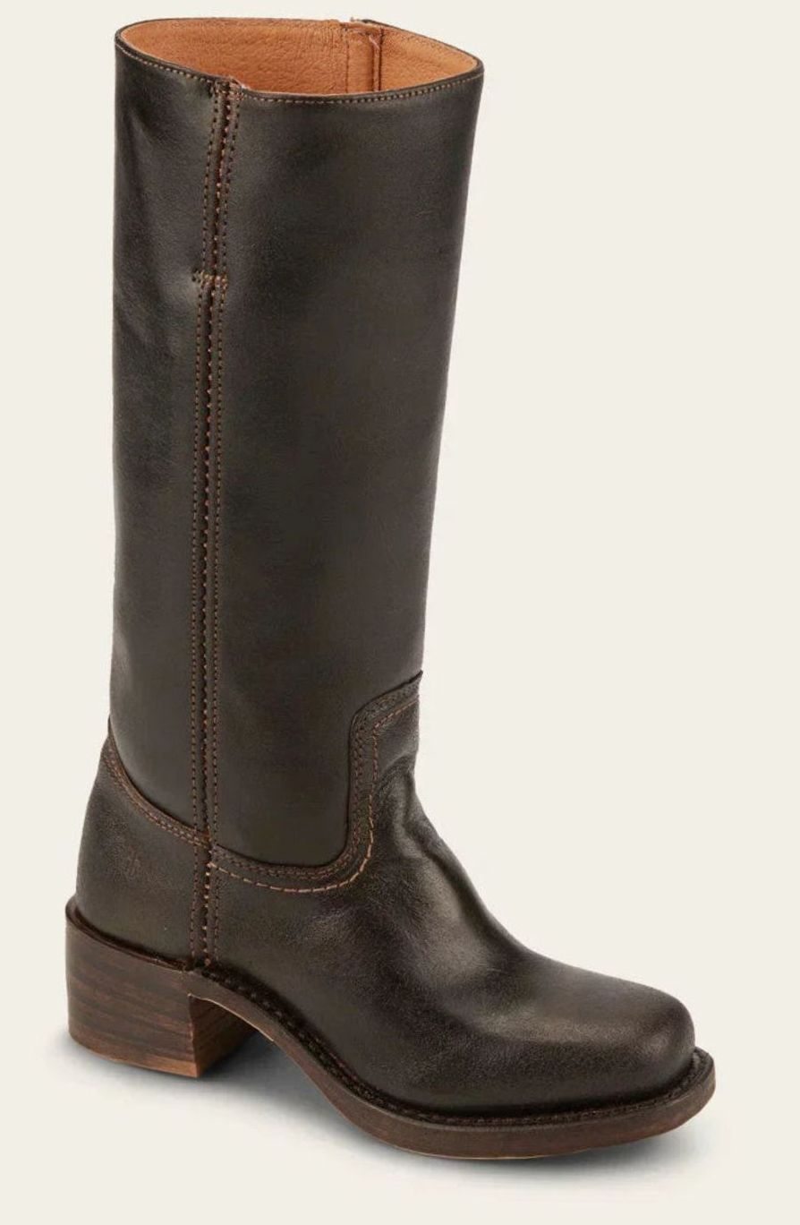 Nora Women's Leather Stacked Heel Mid Calf Western Boots, view 7