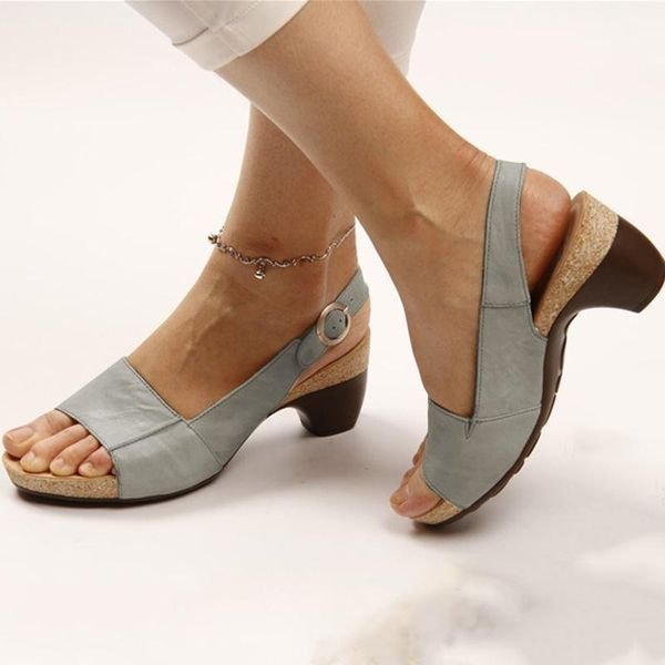 Willow Women's Open Toe Block Heel Slingback Buckle Sandals, view 1