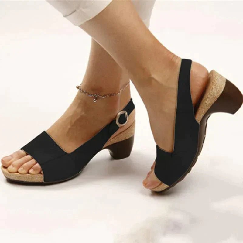 Willow Women's Open Toe Block Heel Slingback Buckle Sandals, view 2