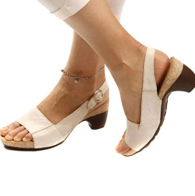 Willow Women's Open Toe Block Heel Slingback Buckle Sandals, view 4
