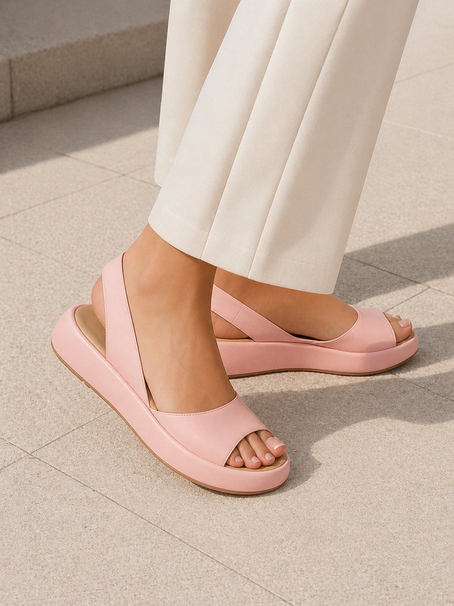 Adeline Women's Open Toe Slingback Low Wedge Sandals, view 4