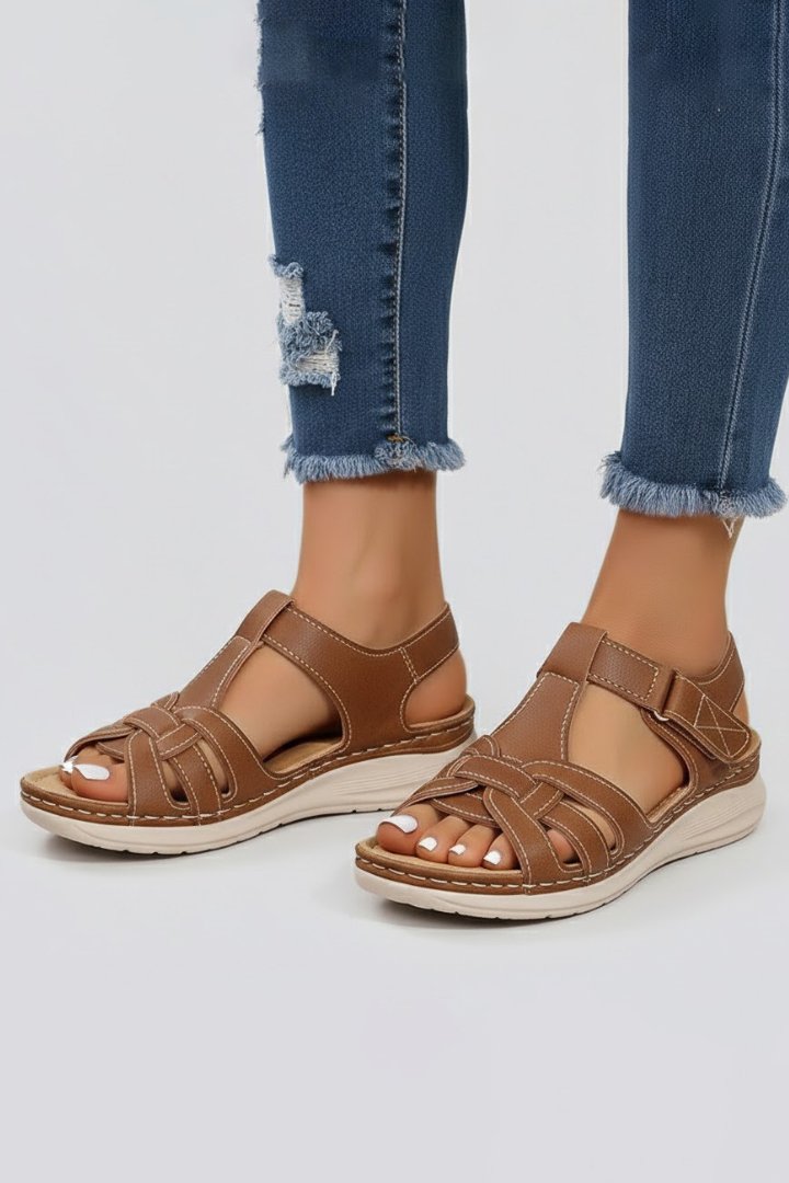 Margot Women's Open Toe Woven Strap Flat Sandals, view 4